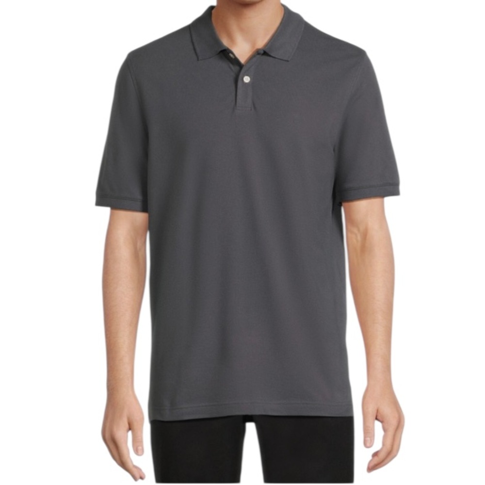 George Men's Pique Polo Shirt Short Sleeve Charcoal Grey Shirt